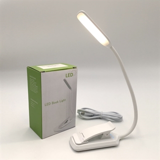 LED læselampe med klemme - Genopladelig - Hvid